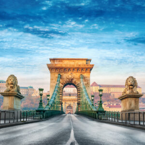 Chain bridge in Budapest, Hungary.